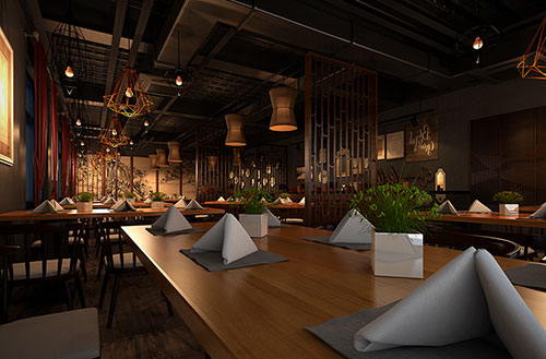 茶山镇简约大气中式风格餐厅设计装修效果图