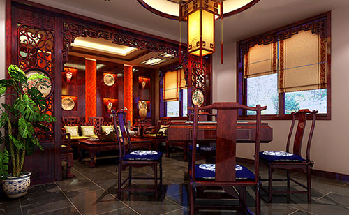茶山镇古典中式风格茶楼包间设计装修效果图